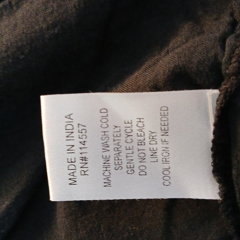 THML Boho Cotton Black Shirt Size L Metallic Embroidered Stripe Detail - Picture 9 of 10